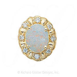 GS079 OP/D - 14 Karat Gold Slide with Opal center and Diamond accents 
